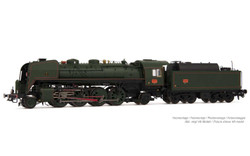 Arnold HN2482 SNCF, 141R 1187 steam locomotive, boxpok wheels, green, big fuel tender N Gauge