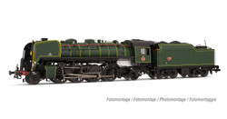 Arnold HN2545S SNCF, 141R 460 with mixed spoke and boxpok wheels and rivetted coal tender, green livery, ep. III, with DCC sound decoder N Gauge