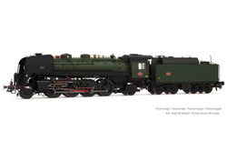 Arnold HN2483S SNCF, 141R 1155 steam locomotive, boxpok wheels, black, big fuel tender, with DCC sound decoder N Gauge