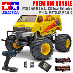 TAMIYA RC 58347 Lunch Box 2005 Monster Truck 1:12 Premium Wheel Radio Bundle