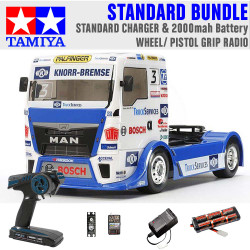 TAMIYA RC 58632 Team Hahn MAN Race Truck TT-01 1:10 Standard Wheel Radio Bundle