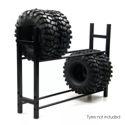 RC Car 1:10 Scale Crawler Spare Tyre/Wheel Storage Rack Black Metal Scale Garage