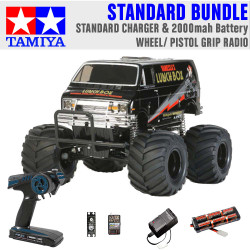 TAMIYA RC 58546 Lunch Box Black Edition 1:12 Standard Wheel Radio Bundle