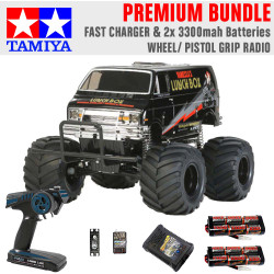 TAMIYA RC 58546 Lunch Box Black Edition 1:12 Premium Wheel Radio Bundle