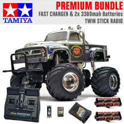 TAMIYA RC 58365 Midnight Pumpkin Monster Truck 1:12 Premium Stick Radio Bundle