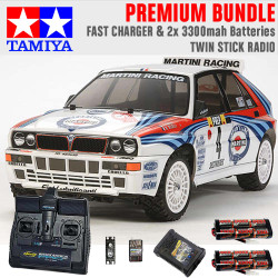 TAMIYA RC 58570 Lancia Delta (TT-02) 1:10 Premium Stick Radio Bundle