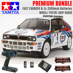 TAMIYA RC 58570 Lancia Delta (TT-02) 1:10 Premium Wheel Radio Bundle