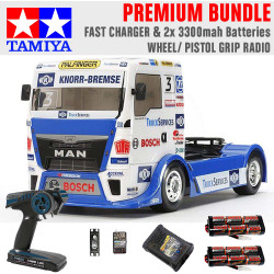 TAMIYA RC 58632 Team Hahn MAN Race Truck TT-01 1:10 Premium Wheel Radio Bundle