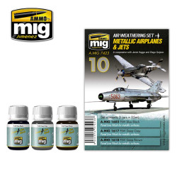 Ammo by Mig Metallic Airplanes & Jets Weathering Set For Model Kits Mig 7423