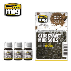 Ammo by Mig Glossy Wet Mud Soils Mud & Earth Set For Model Kits Mig 7442