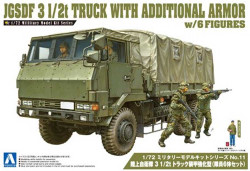 Aoshima 01208 JGSDF 3 1/2 Ton Truck Additional Armour & 4 Figures 1:72 Model Kit