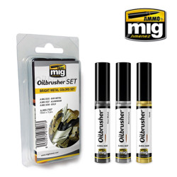 Ammo by Mig Oilbrusher Set Bright Metal Colours For Model Kits Mig 7507