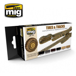 Ammo by Mig Tyres & Tracks Acrylic Paint Set For Model Kits Mig 7105