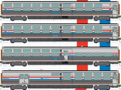 Kato Viewliner II Coach Set (4) Amtrak PhIII K106-8004 N Gauge