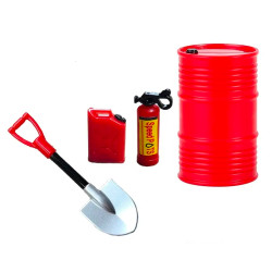 SCX24 Shovel, Fire Extinguisher, Oil Can, Fuel Drum 1:24 RC Crawler Accessories
