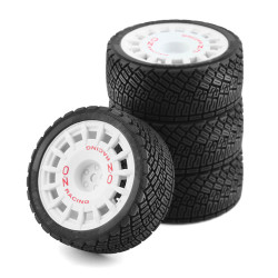 RC Car 1:10 Rally Wheels w/Rubber Tyres 12mm Hex Set of 4 - White