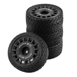 RC Car 1:10 Rally Wheels w/Rubber Tyres 12mm Hex Set of 4 - Black