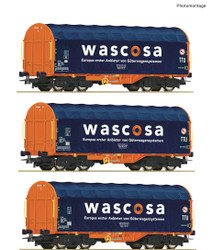 Roco 76009  Wascosa Sliding Tarpaulin Wagon Set (3) VI HO