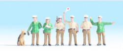 Noch German Police (6) Green Uniform and Dog Figure Set N Gauge 36090