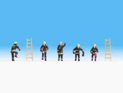 Noch Firemen (5) Black Uniform and Ladders (2) Figure Set N Gauge 36021