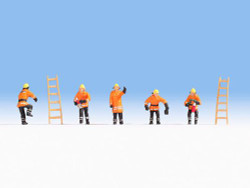 Noch Firemen (5) Orange Uniform and Ladders (2) Figure Set N Gauge 36022