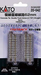 Kato Unitrack (WS62PC) CS Dual Straight Track 62mm 2pcs N Gauge 20-042