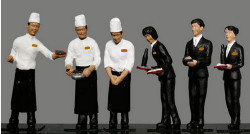 Kato Japanese Twilight Express Dining Car Staff (6) Figure Set N Gauge 24-283
