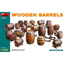 Miniart 49014 Wooden Barrels - Assorted Sizes 1:48 Model Kit