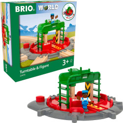 BRIO World 33476 Turntable & Figure for Wooden Train Set