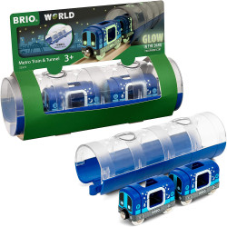 BRIO World 33970 Tunnel & Glow in the Dark Metro Train for Wooden Train Set