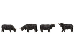 Faller Black Highland Cattle (4) Figure Set FA151957 HO Gauge
