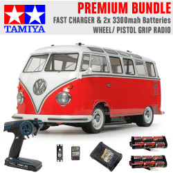 TAMIYA RC 58668 Volkswagon Type 2 Combi (M-06) 1:10 Premium Wheel Radio Bundle