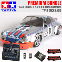 TAMIYA RC 58571 Porche Carrera RSR Martini TT-02 1:10 Premium Stick Radio Bundle
