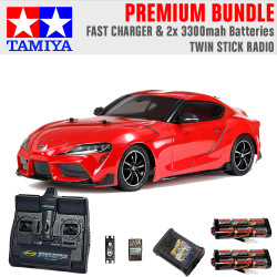 TAMIYA RC 58674 Toyota GR Supra 2019 TT-02 1:10 Premium Stick Radio Bundle
