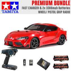 TAMIYA RC 58674 Toyota GR Supra 2019 TT-02 1:10 Premium Wheel Radio Bundle