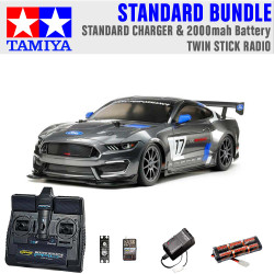 TAMIYA RC 58664 Ford Mustang GT4 (TT-02) 1:10 Standard Stick Radio Bundle
