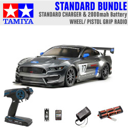 TAMIYA RC 58664 Ford Mustang GT4 (TT-02) 1:10 Standard Wheel Radio Bundle