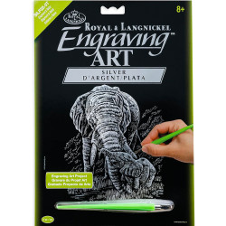 Royal & Langnickel Elephant and Calf Silver Foil Engraving Art SILF23