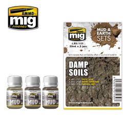 Ammo by Mig Damp Soils Mud & Earth Set For Model Kits Mig 7439