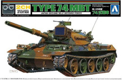 Aoshima 05742 JGSDF Type 74 Tank Kit Inc. 2xFA130 Motors 1:48 Plastic Model Kit