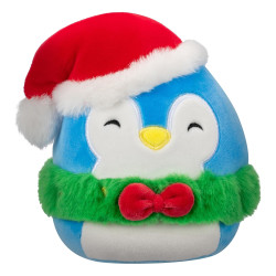 Squishmallows Puff the Blue Penguin w/Green Wreath 7.5" Plush Christmas Soft Toy