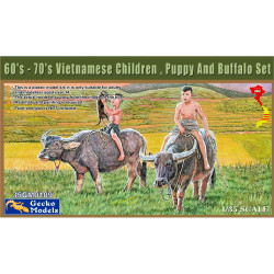 Gecko Models 35GM0109 60s-70s Vietnam Children, Puppy & Buffalo 1:35 Model Kit