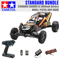 Tamiya RC 47471 Grasshopper II Black Edition 1:10 Standard Wheel Radio Bundle