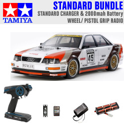 Tamiya RC 58682 Audi V8 Touring 1991 (TT-02) 1:10 Standard Wheel Radio Bundle