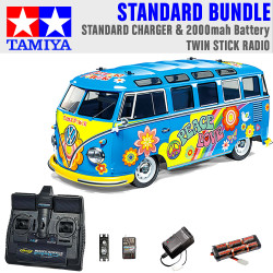 Tamiya RC 47453 VW Type 2 Flower Power M-05 1:10 Standard Stick Radio Bundle