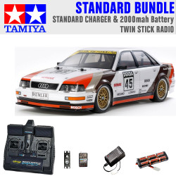 Tamiya RC 58682 Audi V8 Touring 1991 (TT-02) 1:10 Standard Stick Radio Bundle