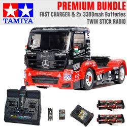 Tamiya RC 58683 Mercedes MP4 Racing Truck 1:14 Premium Stick Radio Bundle