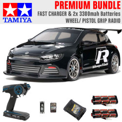 Tamiya RC 47452 Scirocco GT Black Ltd Edition 1:10 Premium Wheel Radio Bundle