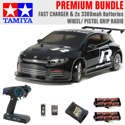 Tamiya RC 47451 VW Scirocco GT Ltd Edition 1:10 Premium Wheel Radio Bundle