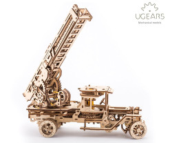 UGEARS Fire Ladder Truck Mechanical Wooden Model Kit 70022